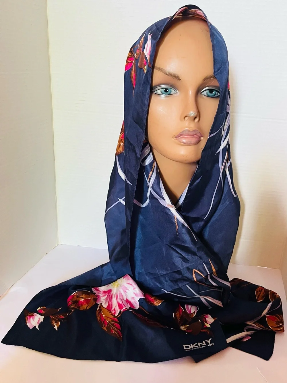 Donna Karan Rectangular Floral Silk Scarf